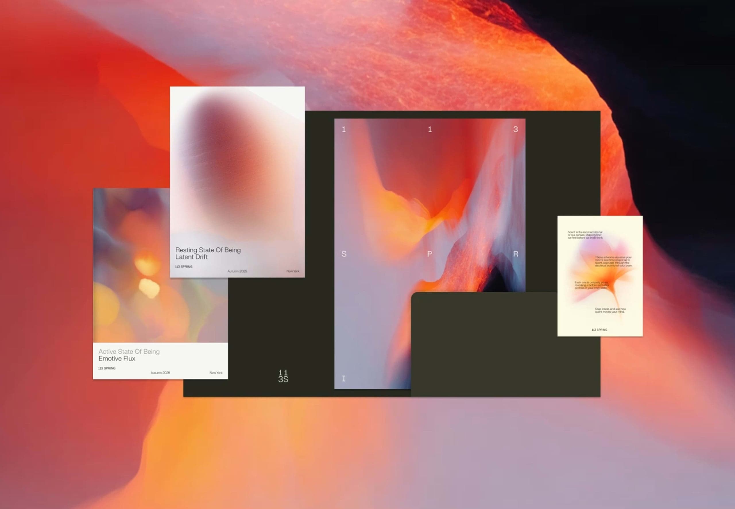 A visitor's live Emotive Flux visualisation, shaped by real-time EEG data.