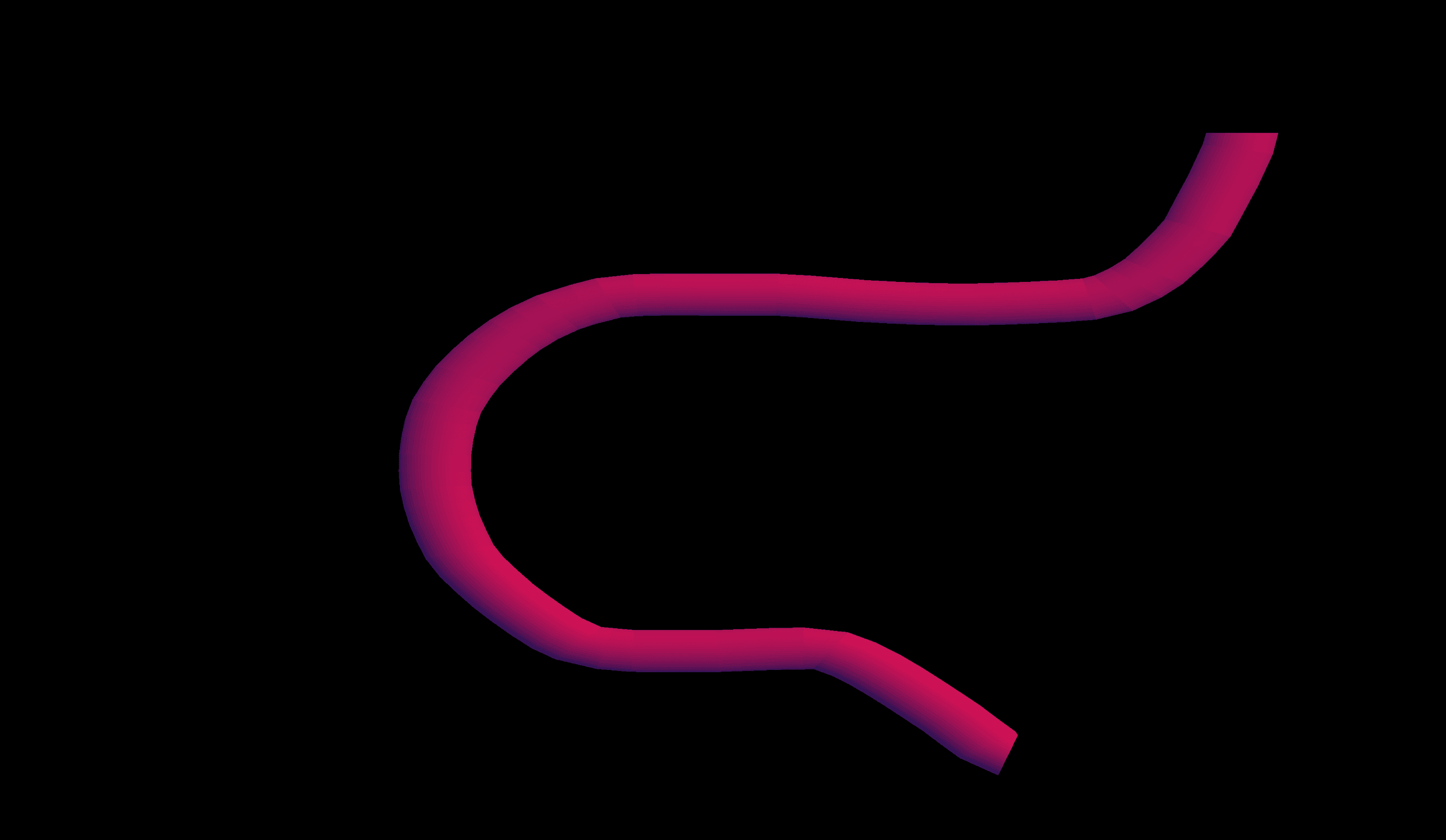 An S-curved tube rendered with a smooth pink-to-purple gradient shading, closer to the multicolour palette shown on the tool's title card.