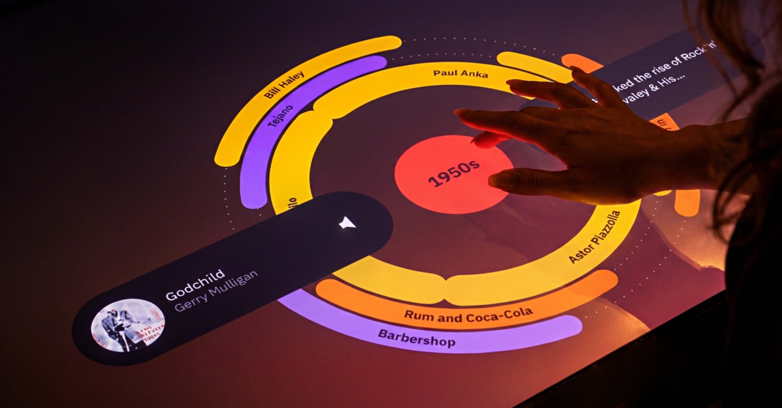 Introductory view of the Music Discovery Interface installation.